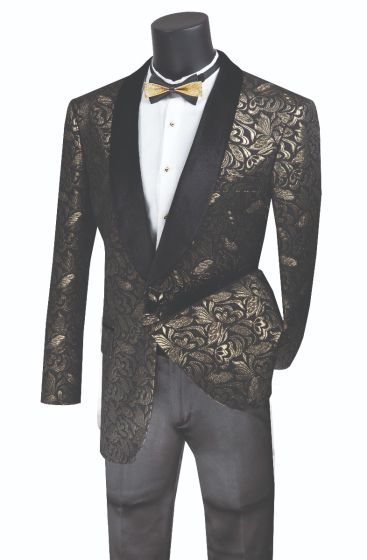 Vinci Men's Wool Feel Sport Coat - Dark Floral Pattern