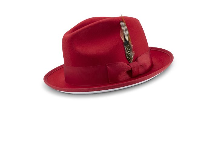 Montique Men's Fedora Style Wool Hat - White Bottom