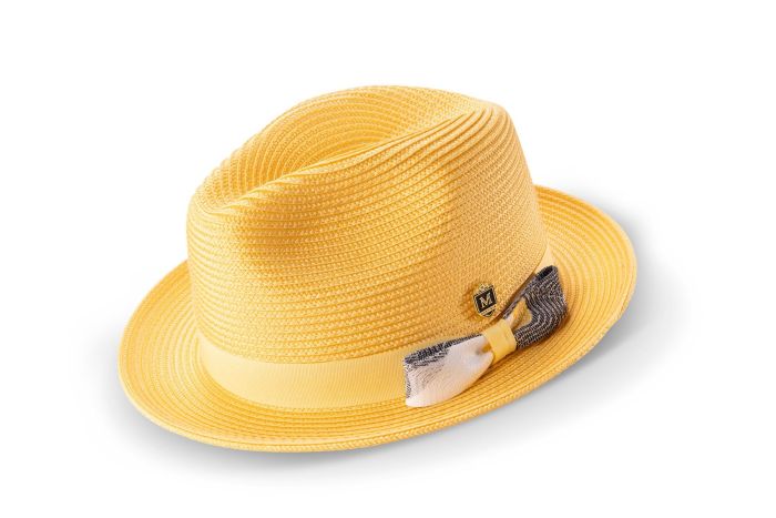 Montique Men's Fedora Style Straw Hat - Accent Bow