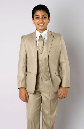 CCO Boy's 5 Piece Outlet Suit in Solid Colors - Vested w/Shirt and Tie
