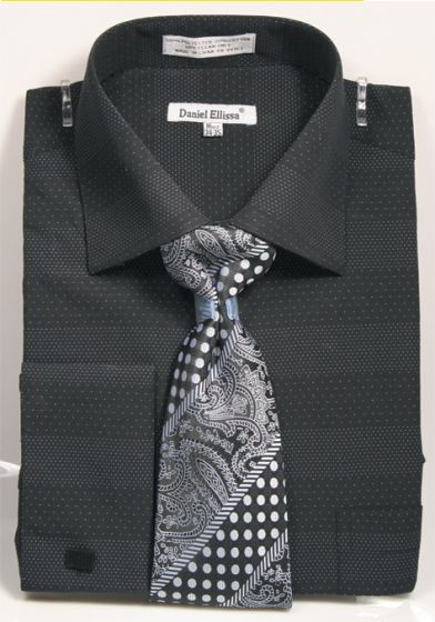 Daniel Ellissa Men's French Cuff Shirt Set - Stylish Mini Dot
