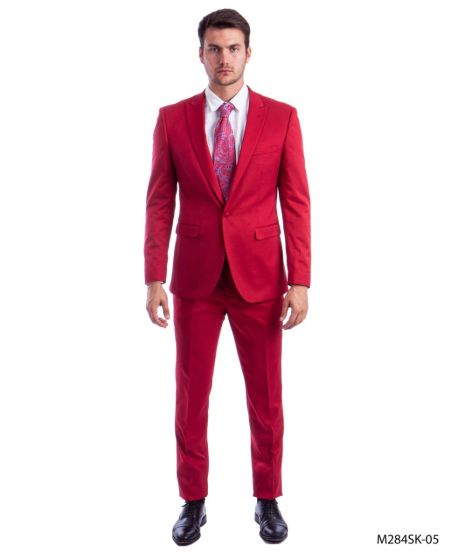 Tazio Men's 2 Piece Skinny Fit Suit - Bold Colors