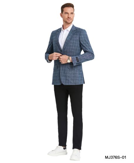 Tazio Men's Classic Fashion Sport Coat - Textured Windowpane