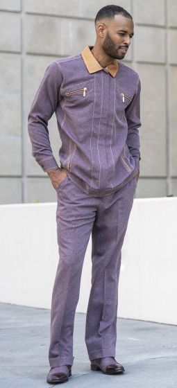 Montique Men's 2 Piece Long Sleeve Walking Suit - Zipper Pockets