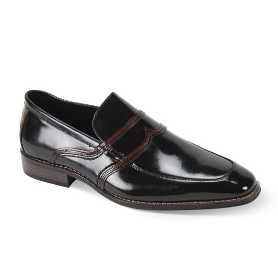 Giovanni Men's Slip On Leather Dress Shoe - Stripe Accent