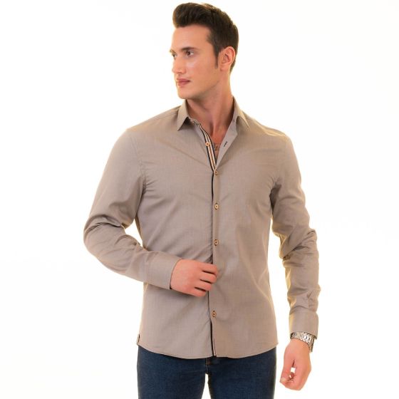 Gravity by Statement Men's Long Sleeve 100% Cotton Shirt - Unique Styles