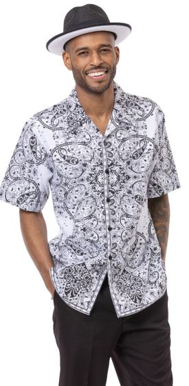 Montique Men's 2 Piece Short Sleeve Walking Suit - Exotic Look