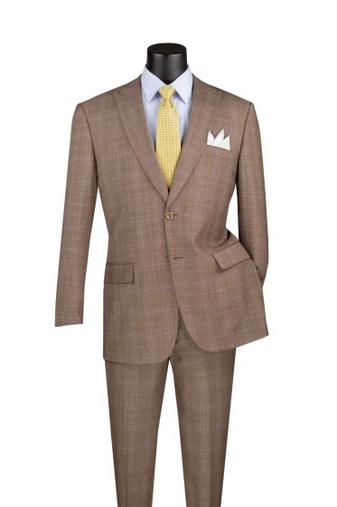 CCO Men's 2 Piece Wool Feel Executive Outlet Suit - Peak Lapel