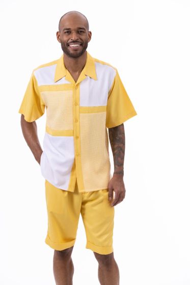 Montique Men's 2 Piece Short Set Walking Suit - Houndstooth Windowpane