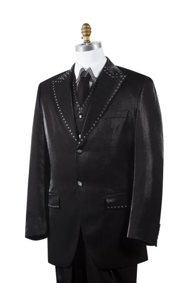 Canto Men's Outlet 3 Piece Fashion Suit - Rhinestone Details