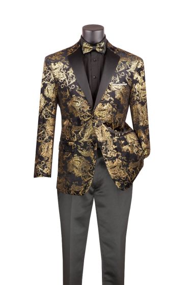 Vinci Men's 2 Button Sport Coat  - Floral Jacquard