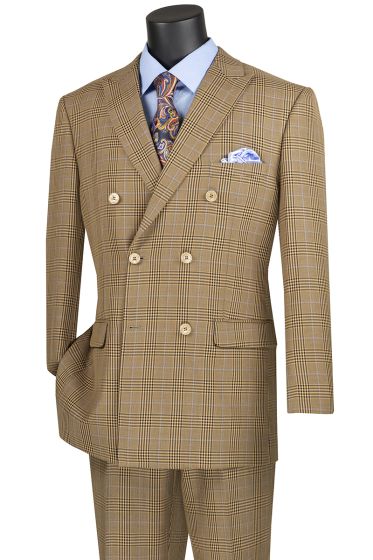 Vinci Men's 2 Piece Double Breasted Suit - Fashion Glen Plaid
