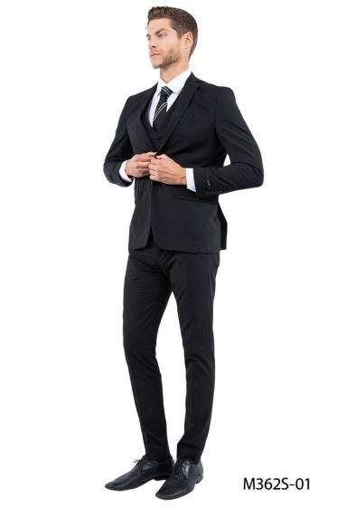 Zegarie Men's 3 Piece Slim Fit Suit - Solid Colors