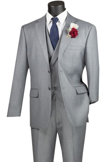 CCO Men's Outlet 3 Piece Modern Fit Suit - Bold Solid Colors