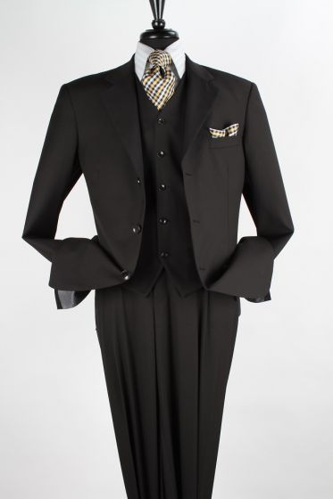 Apollo King Men's 3 Piece Executive Suit - Sleek Black