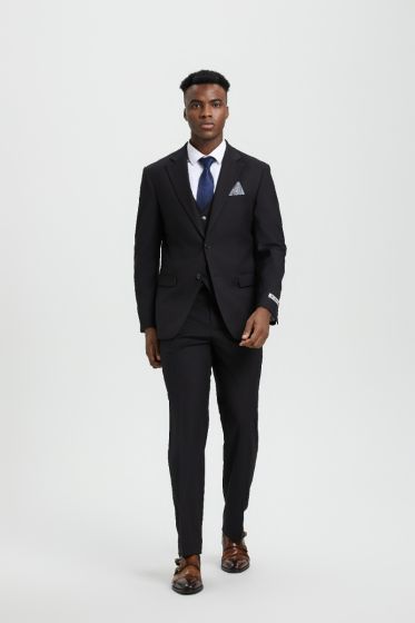 Stacy Adams Men's 3 Piece Executive Suit - Notch Lapel