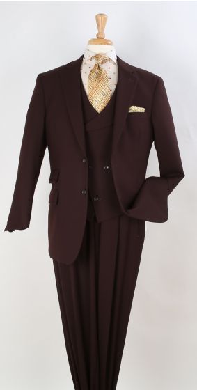 Apollo King Men's 3pc 100% Wool Fashion Suit - Unique Vest