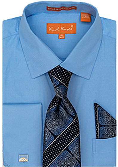 Karl Knox Men's French Cuff Shirt Set - Unique Stripe Tie