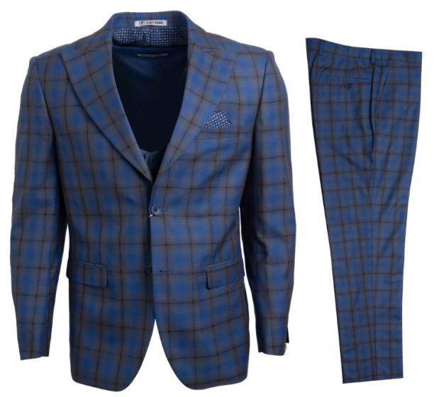 Stacy Adams Men's 3 Piece Executive Hybrid Suit - Windowpane