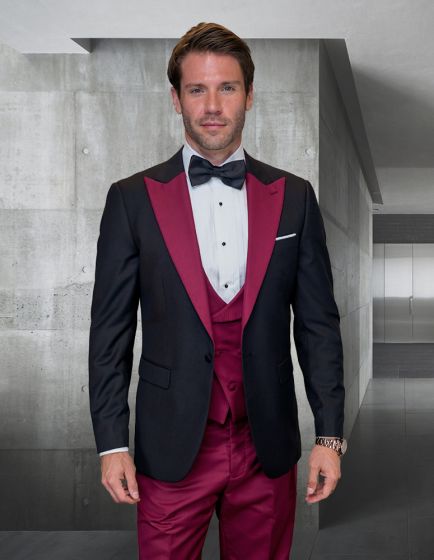 Statement Men's 3 Piece Wool Tuxedo - Two Tone Lapel