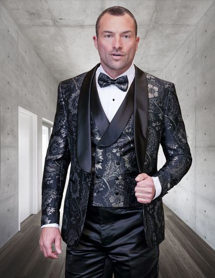 Statement Men's Outlet 3 Piece Fashion Tuxedo - Floral Pattern