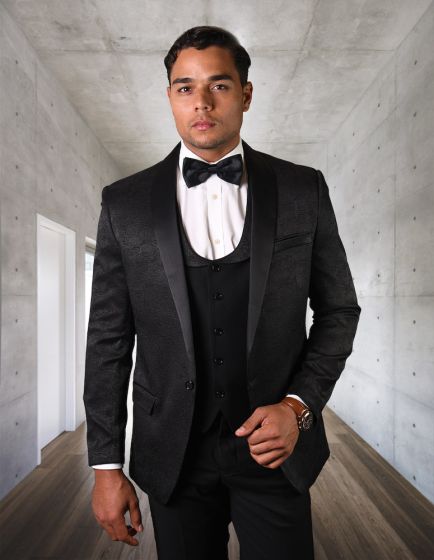 Statement Men's 3 Piece Fashion Tuxedo - Textured Jacket