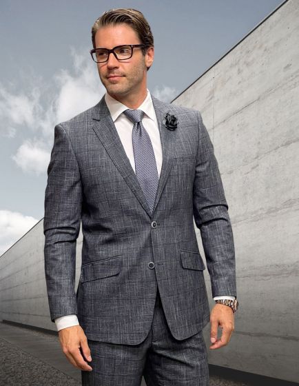 Statement Men's 100% Wool 2 Piece Suit - Electric Plaid