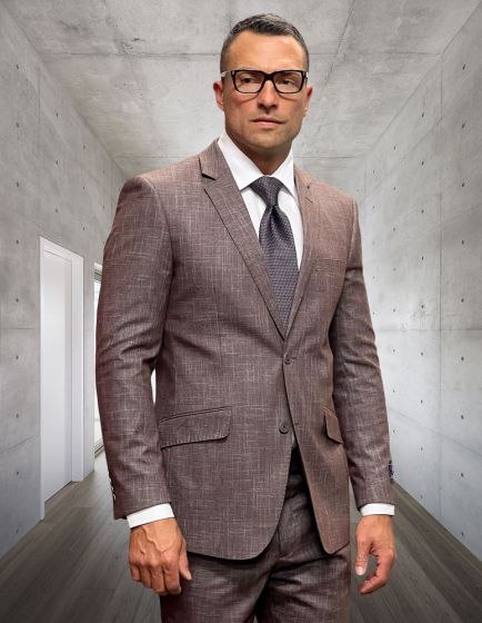 Statement Men's Outlet 100% Wool 2 Piece Suit - Textured Design