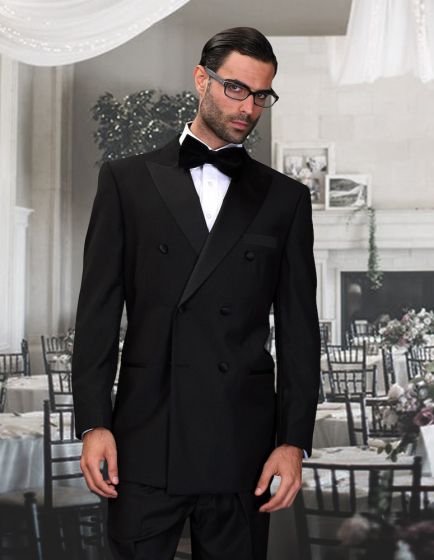 Statement Men's Outlet 2 Piece 100% Wool Tuxedo - Double Breasted