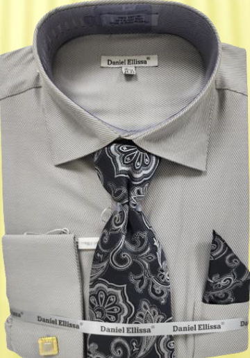 Daniel Ellissa Men's French Cuff Shirt Set - Twill Fabric