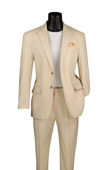 CCO Men's Outlet 2 Piece Modern Fit Linen Suit - Light Colors