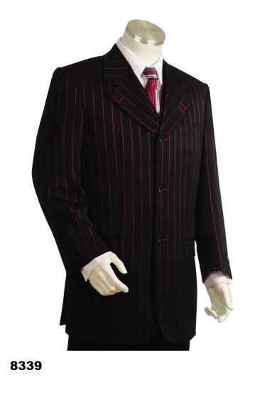 Canto Men's Outlet 3 Piece Microfiber Fashion Suit - Bold Pinstripe