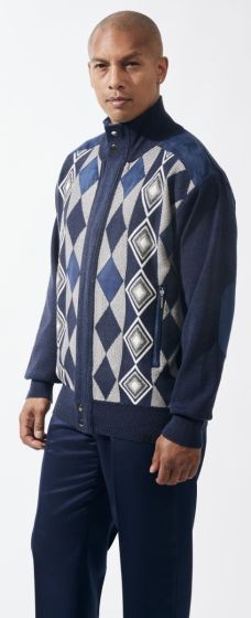 Silversilk Men's Sweater - Diamond Stripe