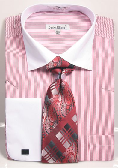 Avanti Uomo Men's French Cuff Shirt Set - Pinstripe