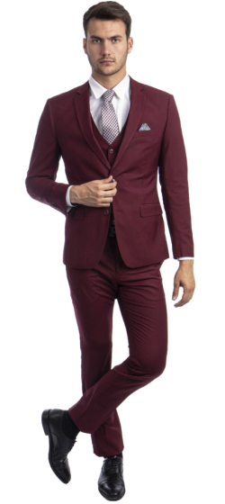 CCO Men's Outlet 3 Piece Skinny Fit Suit - Notch Lapel