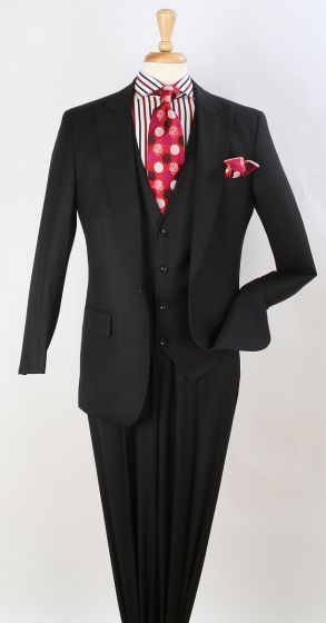Apollo King Men's 3 Piece Fashion Suit - Wide Peak Lapel