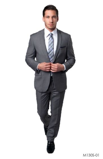 Tazio Men's 2 Piece Windowpane Slim Fit Suit - Paisley Lining