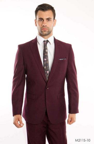 CCO Men's Outlet 2 Piece Slim Fit Suit - Classic Solid Colors