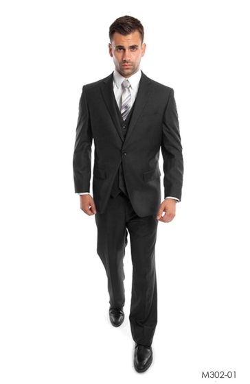 Demantie Men's 3 Piece Solid Executive Suit - Fashion Business