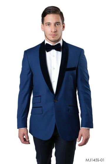 CCO Men's Classic Fashion Sport Coat - with Velvet Shawl Lapel