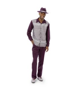 CCO Men's 2 Piece Long Sleeve Walking Suit - Abstract Checker