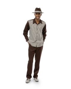 CCO Men's 2 Piece Long Sleeve Walking Suit - Textured Plaid