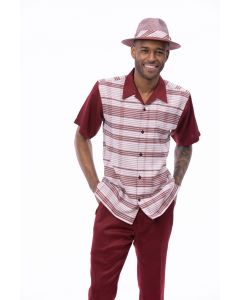 Montique Men's 2 Piece Short Sleeve Walking Suit - Subtle Windowpane