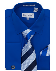 Karl Knox Men's French Cuff Shirt Set - Bold Stripes