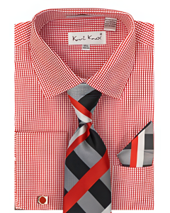 Karl Knox Men's French Cuff Shirt Set - Vibrant Stripes