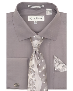 Karl Knox Men's French Cuff Shirt Set - Split Pattern