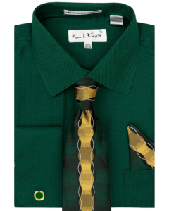 Karl Knox Men's French Cuff Fashion Shirt Set - Chainlink Tie