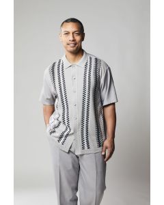 Silversilk Men's 2 Piece Short Sleeve Walking Suit - Zig-Zag Stripe Pattern