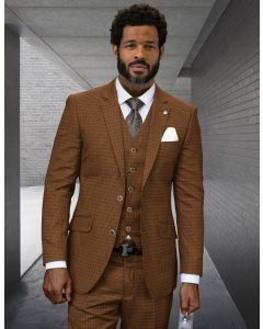 Statement Men's 3 Piece 100% Wool Fashion Suit - Rich Stitch Pattern