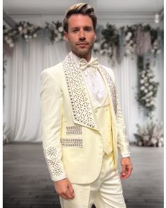 Statement Men's 3 Piece Modern Fit Tuxedo - Decorative Rhinestones